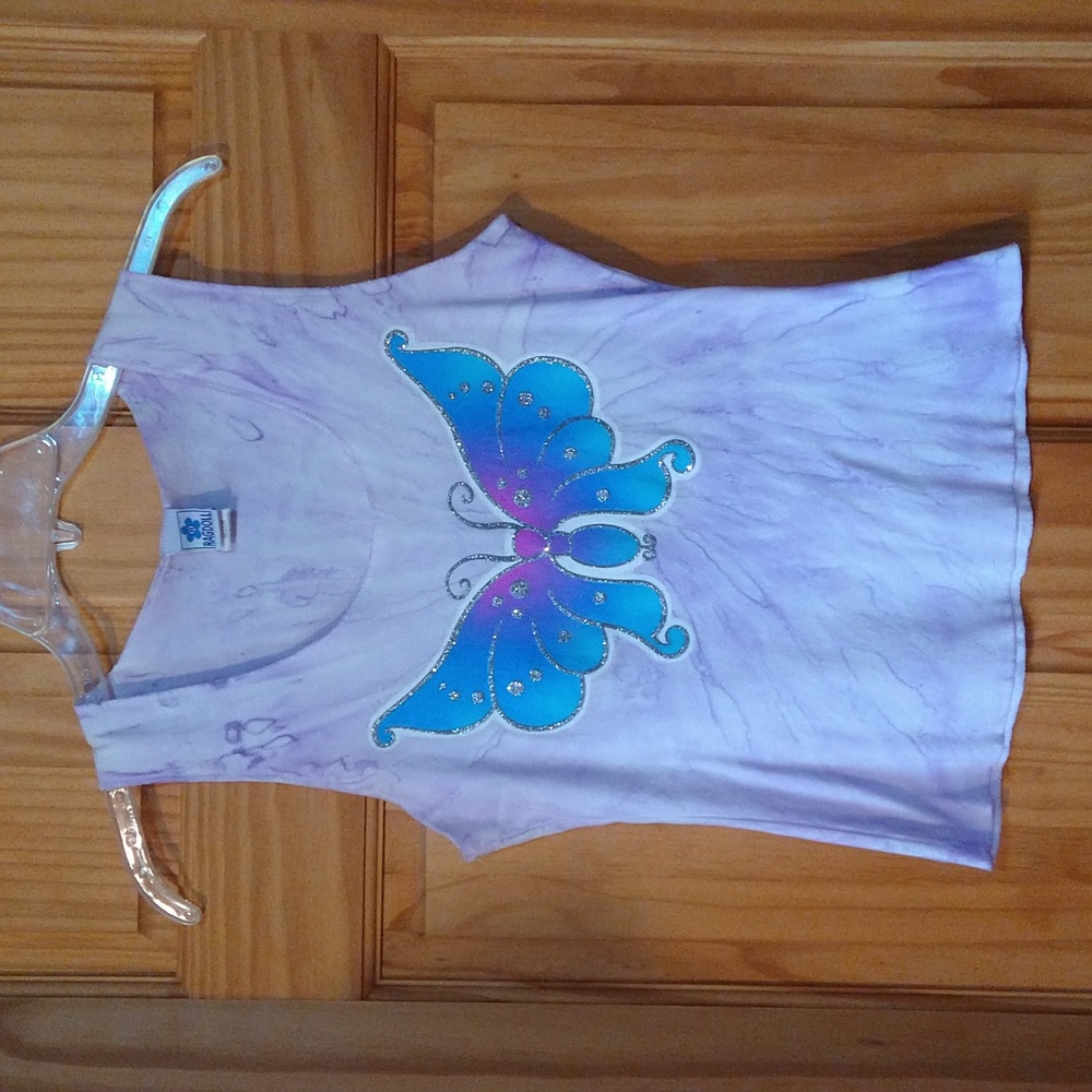 Vintage purple tie dye tank top with a butterfly